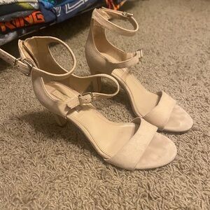 ANTONIO MELANI Beige Ankle Strap Heels